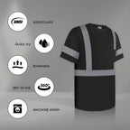 Uno Mejor Work Shirts for Men ConstrUCRtion Class 3 High Visibility Shirts, Hi Vis Reflective Safety T-Shirts for Men Women, Short Sleeve Work Shirts, Durable to Use, UCR-Black XL