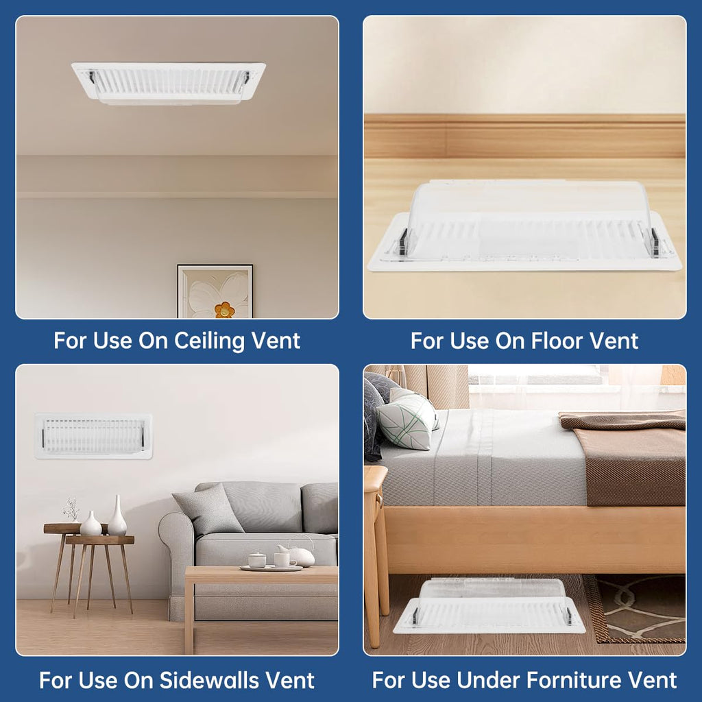 CH24Globall 4-Pack Air Vent Deflector 8.5 to15.5 Inches, Aerospace-Grade Plastic (5-Meter Drop Resistant), 200% Stronger Magnetic AC/Heat Vent Covers (-35°F to 284°F) for Ceiling/Floor/Wall Registers