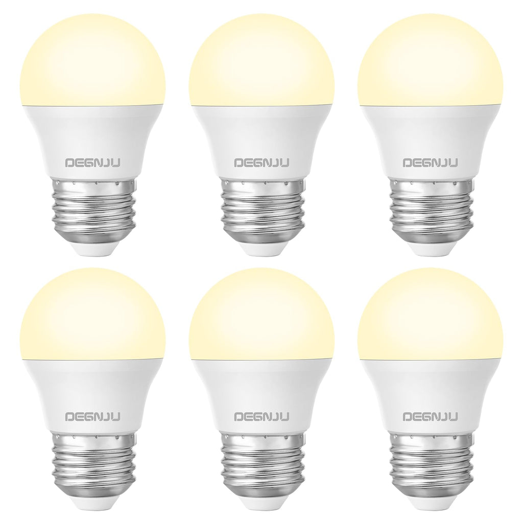 DEGNJU LED Refrigerator Light Bulb, 40W Equivalent, 120V, Fridge Light Bulb 2700K Soft White, A15 Appliance Bulb 5.5W for Freezer, 650LM, E26 Standard Base, 120V, Non-Dimmable, 6 Pack