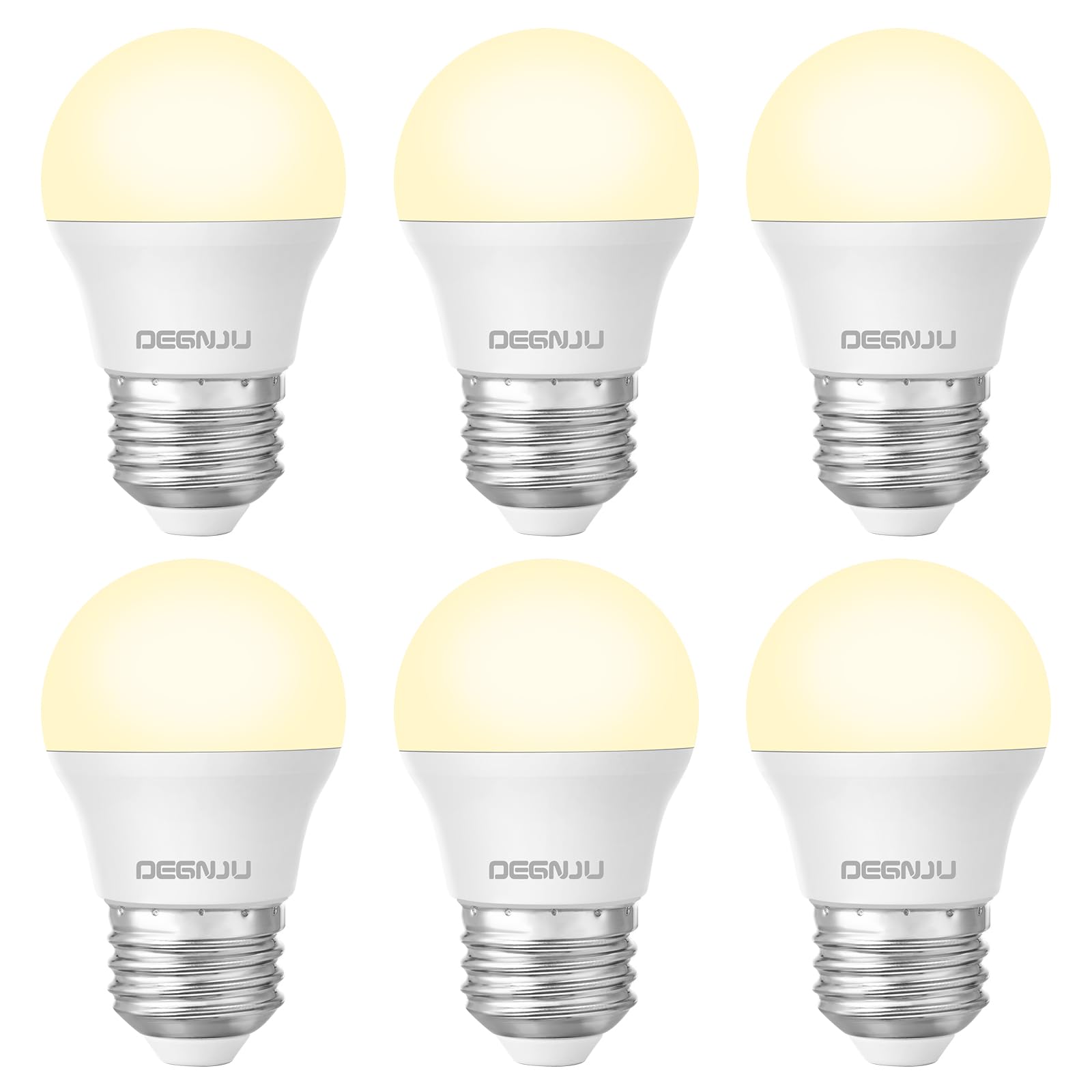 DEGNJU LED Refrigerator Light Bulb, 40W Equivalent, 120V, Fridge Light Bulb 2700K Soft White, A15 Appliance Bulb 5.5W for Freezer, 650LM, E26 Standard Base, 120V, Non-Dimmable, 6 Pack