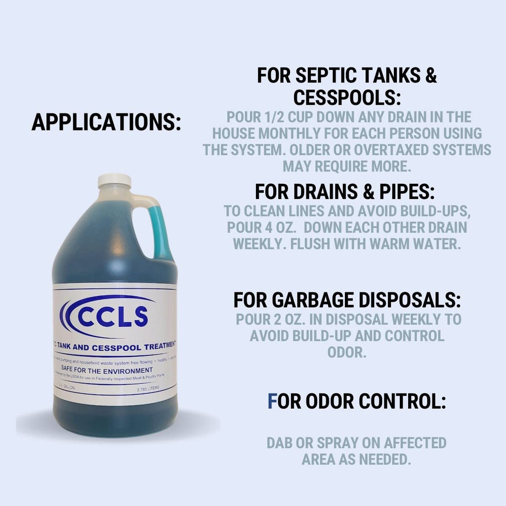 ccls Septic Tank and Cesspool Treatment Additive/Organic Enzyme Producing Bacteria/Non-toxic/Non-Hazardous/Non-Corrosive (1-Gallon)