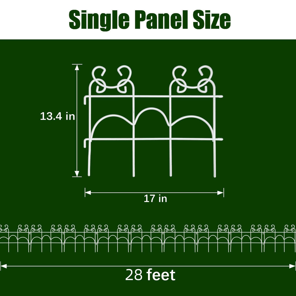 ARIFARO Decorative Garden Fence, 10 Pack, 14 ft Metal Flower Bed Border Fence, Small Fence for Garden Edging, No Dig Movable Panels for Lawn Patio Yard（13" H x 17" W ）