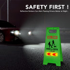 XPCARE 24 Inches Kids Playing Sign for Street, 4PACK Green Children at Play Safety Sign with Reflective Tapes,Caution Slow Down for Street,Kids and Pets at Play Warning Sign