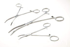 Apical 6-Piece Hemostat Forceps Set - Stainless Steel Straight & Curved Clamps, 6 Piece Multi-Purpose Locking Forceps for Fishing, Crafts, Medical, and Hobby Use (8", 6.25" and 5")