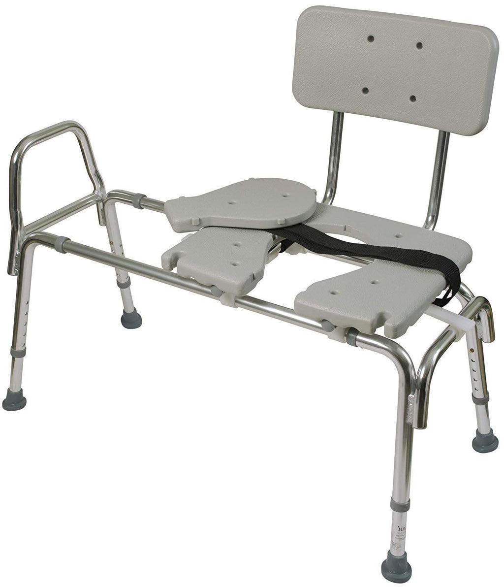 DMI Tub Transfer Bench and Shower Chair with Non Slip Aluminum Body, FSA Eligible, Adjustable Seat Height and Cut Out Access, Holds Weight up to 400 Lbs, Bath and Shower Safety, Transfer Bench