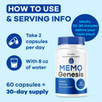 (5 Pack) Memo Genesis Capsules - Original MemoGenesis Brain Health Daily Support Pills Natural Advanced Formula Cognitive Health & Function to Help Maintain Clarity Focus, 300 Capsules for 5 Months