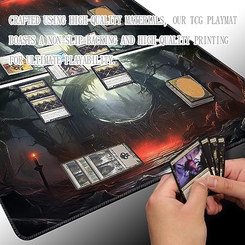 MTG Playmat Size 24x14in Free Storage Bags Non-Slip Backing Printing, Ideal for Card Game Enthusiasts TCG Playmat (No with Zone,Spell of The Dark)