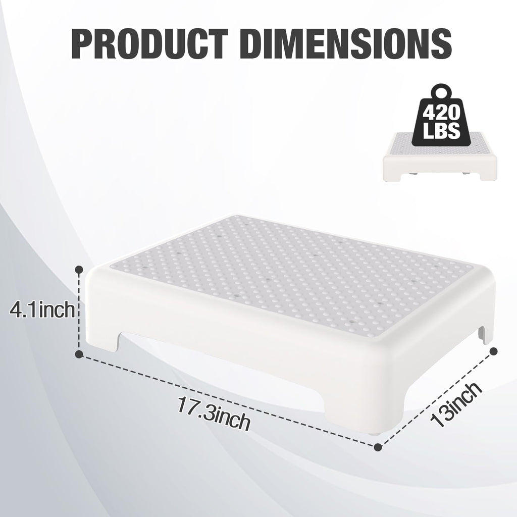 HBTower Step Stool, Mobility Step Stool for Adults & Seniors, Non-Slip Step Platform Indoor and Outdoor, Portable Step Riser, Safety Step for Car, Bedside, Office, Shower, Stairs, White
