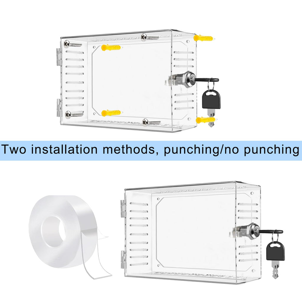 Universal Thermostat Lock Box with Key,Clear Large Thermostat Cover for Thermostat on Wall,Thermostat Guard Fits Thermostats 6.3 x 4.4 x 2 inches or Smaller