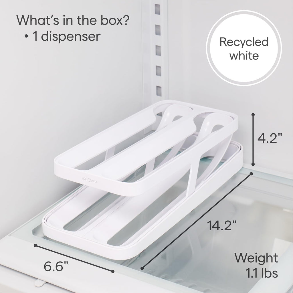 YouCopia RollDown® Egg Dispenser, Rolling Eggs Dispenser and Organizer for Refrigerator Storage, Double Track