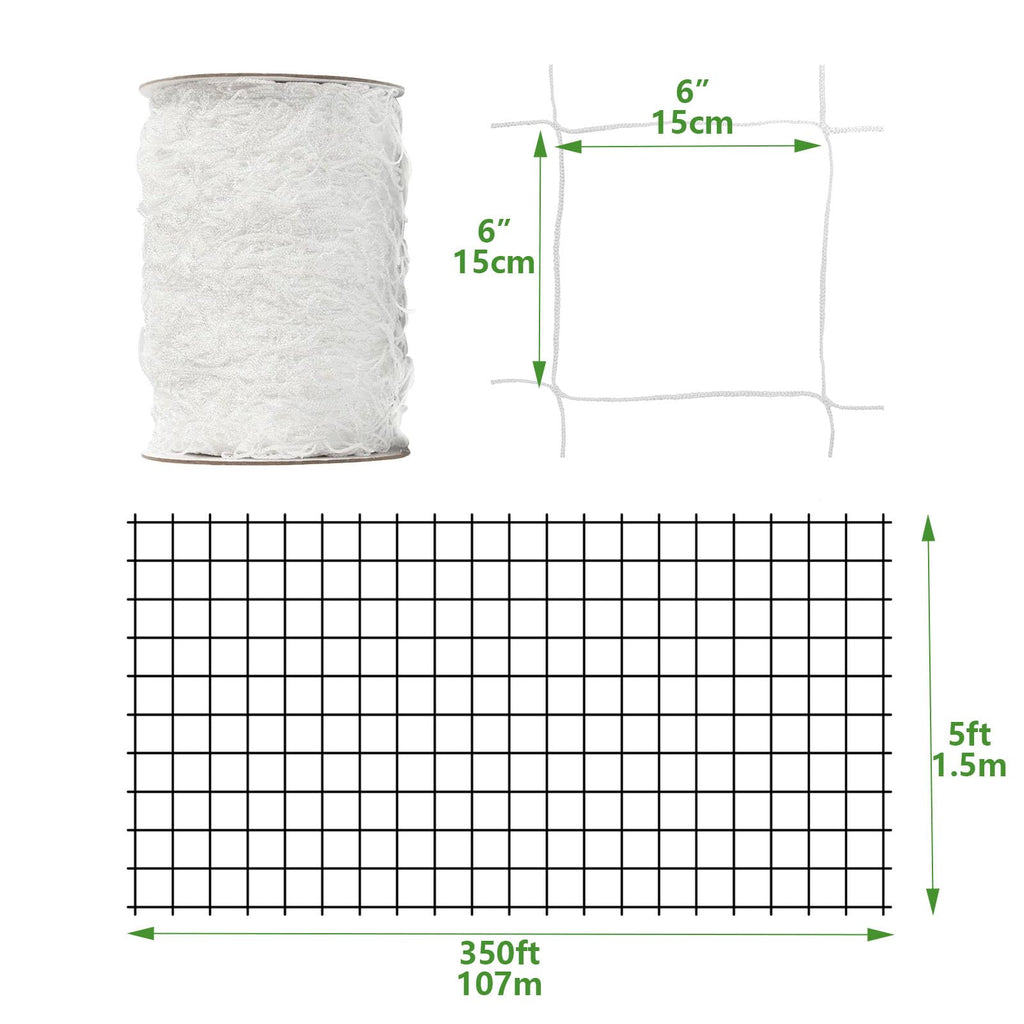 EDYCARX Nylon Trellis Netting Roll 5 x 350 ft, 6 Inch Soft Mesh, Heavy Duty Reinforced Garden Plant Support Mesh for Vertical Growing, Climbing Plants