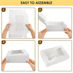 Moretoes 48pcs Cookie Boxes with 3 Style Window, 12x8x2.5In Bakery Boxes