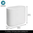 iDesign Small Slim Plastic Bathroom Trash Can, White