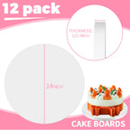 CHENZEM 12 pcs Large Cake Boards Drum 14 Inch Round, 1/2" Thick Cake Drums, Cake Decorating Supplies Sturdy Cake Corrugated Cardboard for Multi-Layer Cakes. (14inch(12pack))