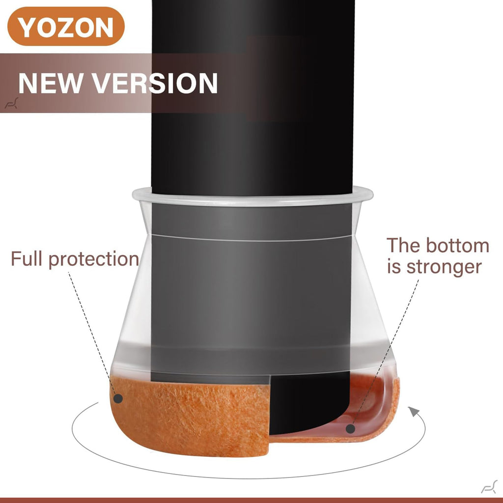 YOZON Chair Leg Floor Protectors for Hardwood Floors Felt Furniture Pads Silicone Caps 32 Pack Anti-Scratch Reduce Noise Clear Round Medium Fit 3/4" to 1-3/16" (19-30mm)