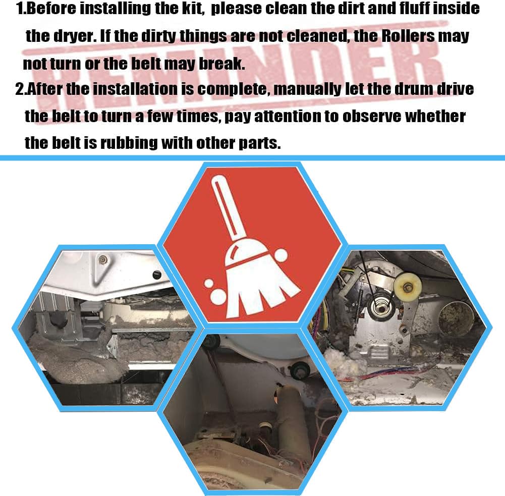【Belt Upgraded】4392065 Dryer Repair Kit,Including Rollers 349241t,Idler 691366,Belt 341241,Replacement Parts for whirlpool,kenmore,admiral,amana,crosley,estate,inglis,kitchenaid,roper,maytag