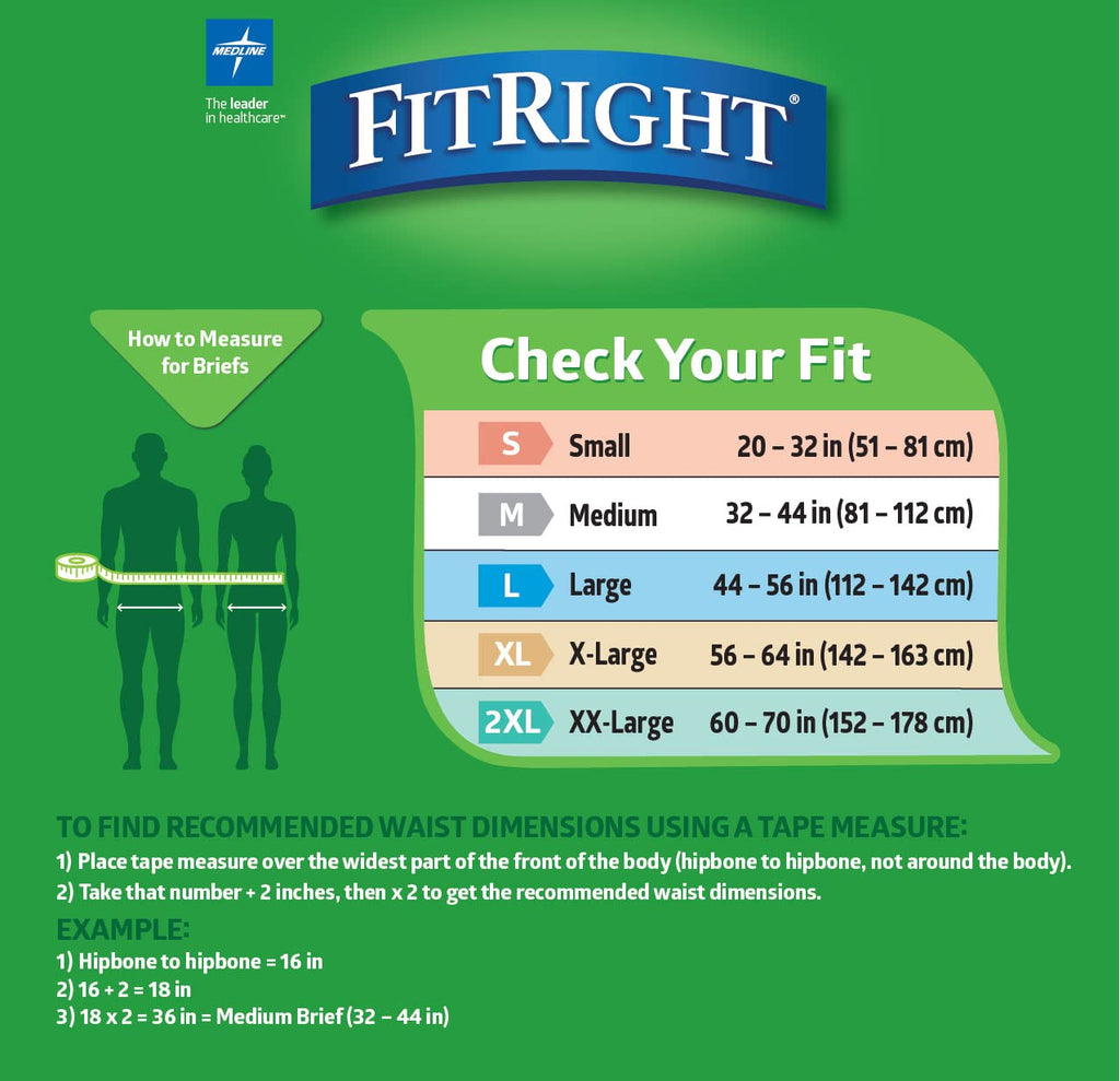 FitRight OptiFit Extra Adult Briefs, Incontinence Diapers with Tabs, Moderate Absorbency, 2XL, 60 to 70", 20 Count (Pack of 4)