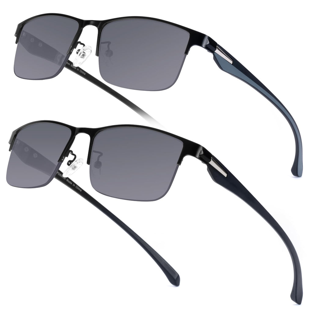 SKYOAK 2 Pack Premium Reader Sunglasses for Men with UV400 Protection Outdoors, TR90 Lightweight Tinted Reading Glasses Half Frame Design, Dark Lens Sun Readers & 2.5x - Not Bifocals
