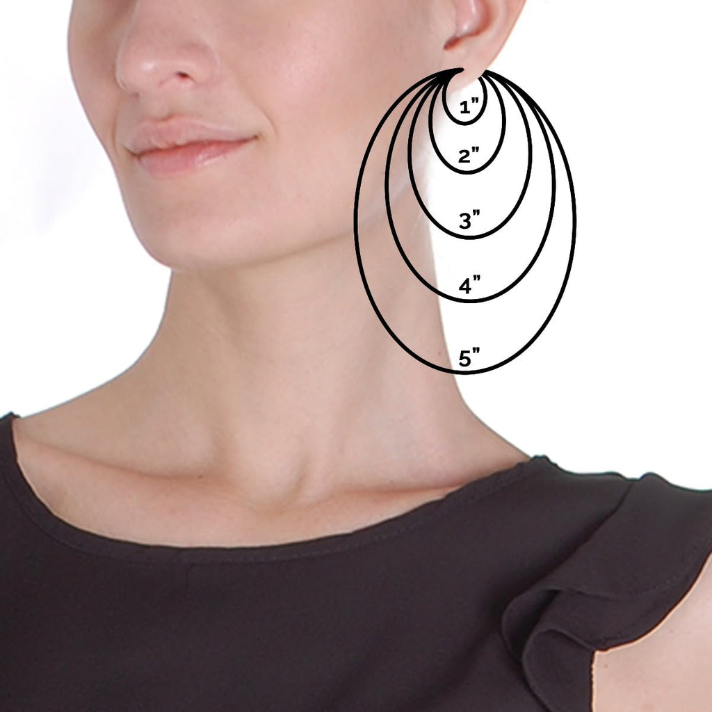 18K Gold Plated Dangle Earrings for Women - Large Dangly Round Circle Hoops