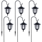 Dynaming 6 Pack Solar Hanging Lights Outdoor, Solar Powered Garden Decorative Lanterns with 6 x 38 Inch Shepherd Hooks, Waterproof Landscape Lighting for Lawn Patio Yard Pathway Driveway, Warm White