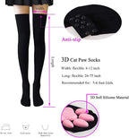 SUPTEC Cat Paw Thigh High Socks for Women, 3D Toe Beans Cat Cosplay, Black