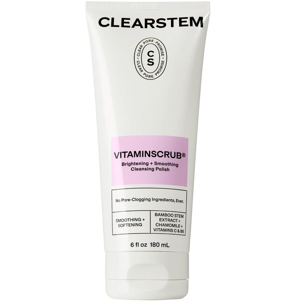 CLEARSTEM - VITAMINSCRUB - Antioxidant-Infused Scrub Cleanser - Exfoliating Face Wash + Body Scrub - Vitamin C, Hemp, Bamboo - Skin Care Products - Gluten Free, Cruelty Free - 6 fl oz / 180ml