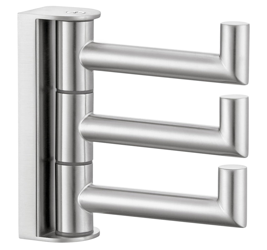 Angle Simple Swivel Towel Hook 3 Arms, SUS304 Stainless Steel Foldable Robe Towel Hook for Bathroom, Wall Coat Holder, Brushed Nickel