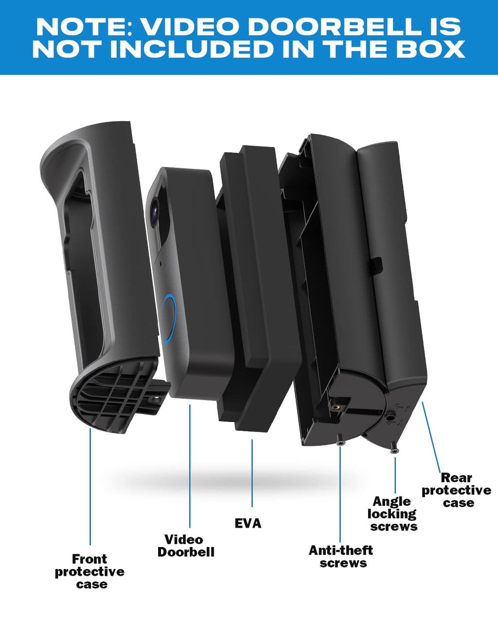 Anti-Theft Video Doorbell Mount，Adjustable 360° Degree Doorbell Angle No-Drill Mount Compatible with Ring Battery Doorbell /Plus/Pro Video Doorbell Upgrade Corner Kit for Houses,Apartments