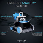 Dolphin Nautilus CC Automatic Robotic Pool Vacuum Cleaner, Always Cleaning, Never Charging, Includes Caddy for Easy Transport and Storage, Ideal for In-Ground Pools up to 33 FT in Length