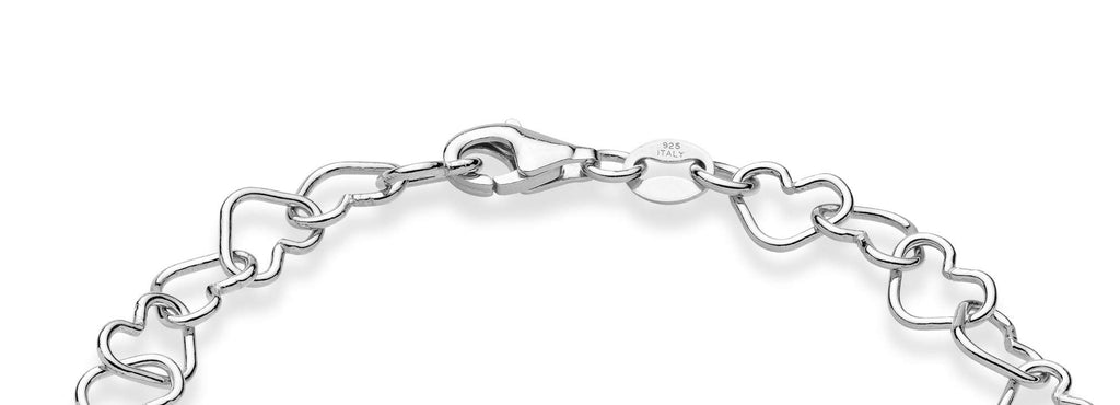 Miabella 925 Sterling Silver Italian Heart Link Anklet (Length 11 Inches)