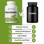 Immortal Herbs Policosanol 100mg Capsules, Derived from Sugar Cane, 150 Pills, Non-GMO and Gluten-Free Policosanol Supplement for Women and Men