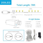 suddus String Lights Indoor Plug in 200 LED Christmas Lights Warm White