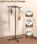 Ansionsol 42-48 Inch Adjustable Height Shopping Bag Rack, Heavy Duty Metal T-shaped Grocery Bag Holder for Retail Stores, Large Bag Display Stand for Malls,Vendor,Boutique,Trade Show, 2 Arms,Black