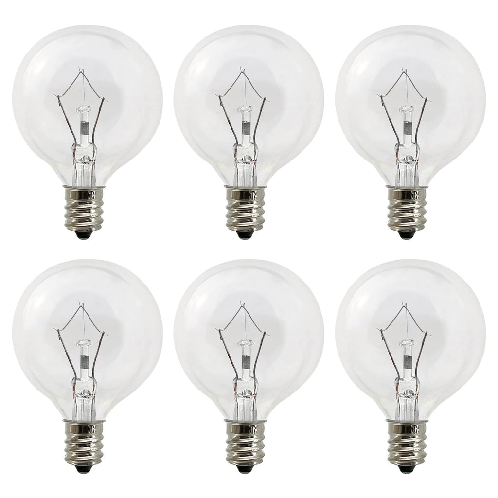 LinMiFo Wax Warmer Bulbs 6 Pack, G50 25 Watt Light Bulbs for Full Size Scentsy Warmers, E12 Base G16.5 Globe Clear scentsy Bulb for Candle Wax Warmer, Long Lifespan, 120 Volt