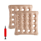 2-Pack Waffle Inflatable Seat Cushions with Pump, 18 Inch Beige 16-Hole Air Cushion for Pressure Relief, Wheelchair, Office Chair, Car Seat & Travel (Beige)