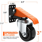 Ronlap Workbench Casters Wheels Kit 920 Lbs Capacity Retractable Casters Set of 4 Heavy Duty Side Mount 3" Lifting Caster Work Table Tool Bench Stepdown Castors Wheels 4 Pack