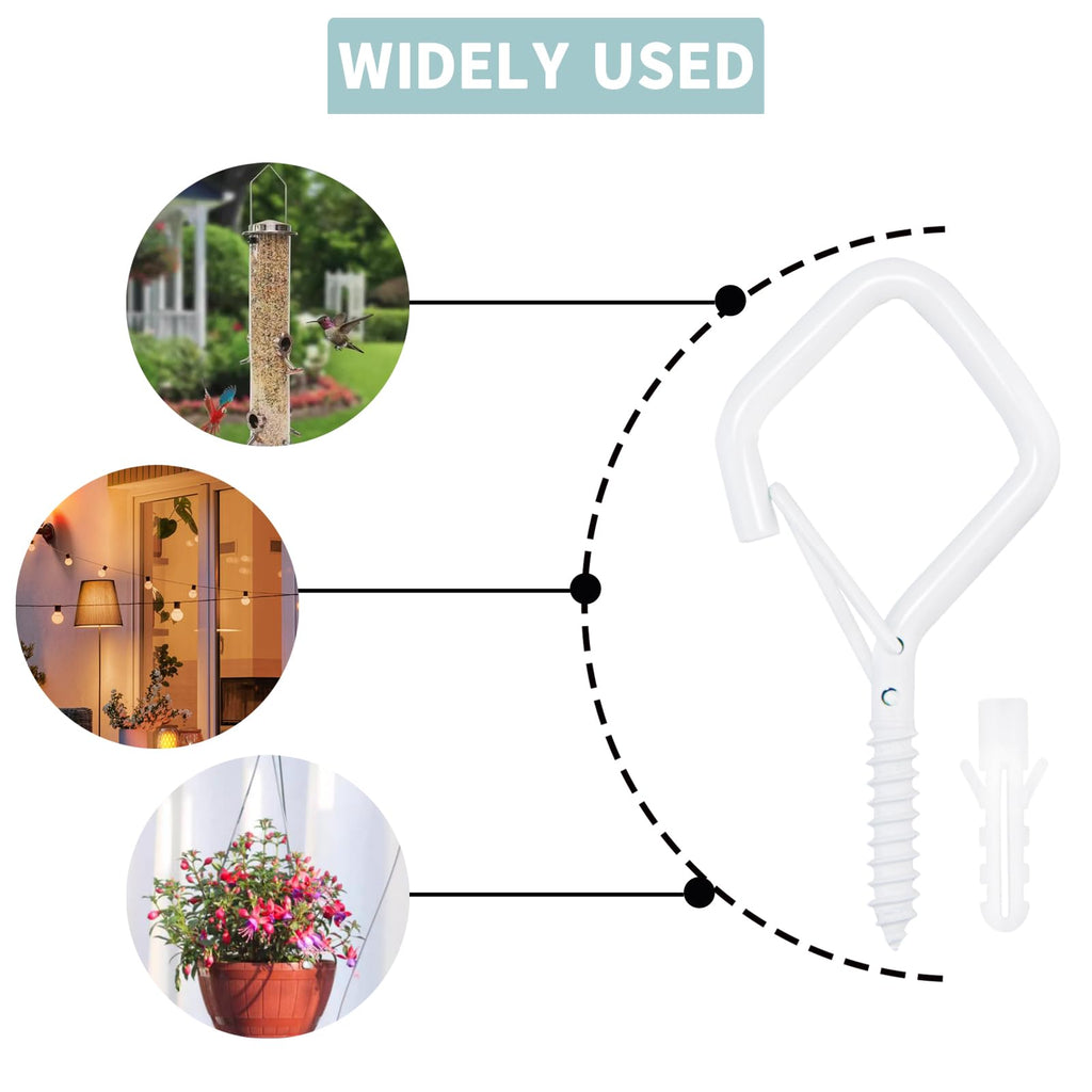 Sexoeie 20PCS Eye Screw Hooks for Hanging Heavy Duty with Safety Buckle.Metal Ceiling Hooks for Hanging Plants,Cup,Wind Chime,Bird Feeders,String Lights at Indoor&Outdoor,2.36 Inch（No Drill Bit