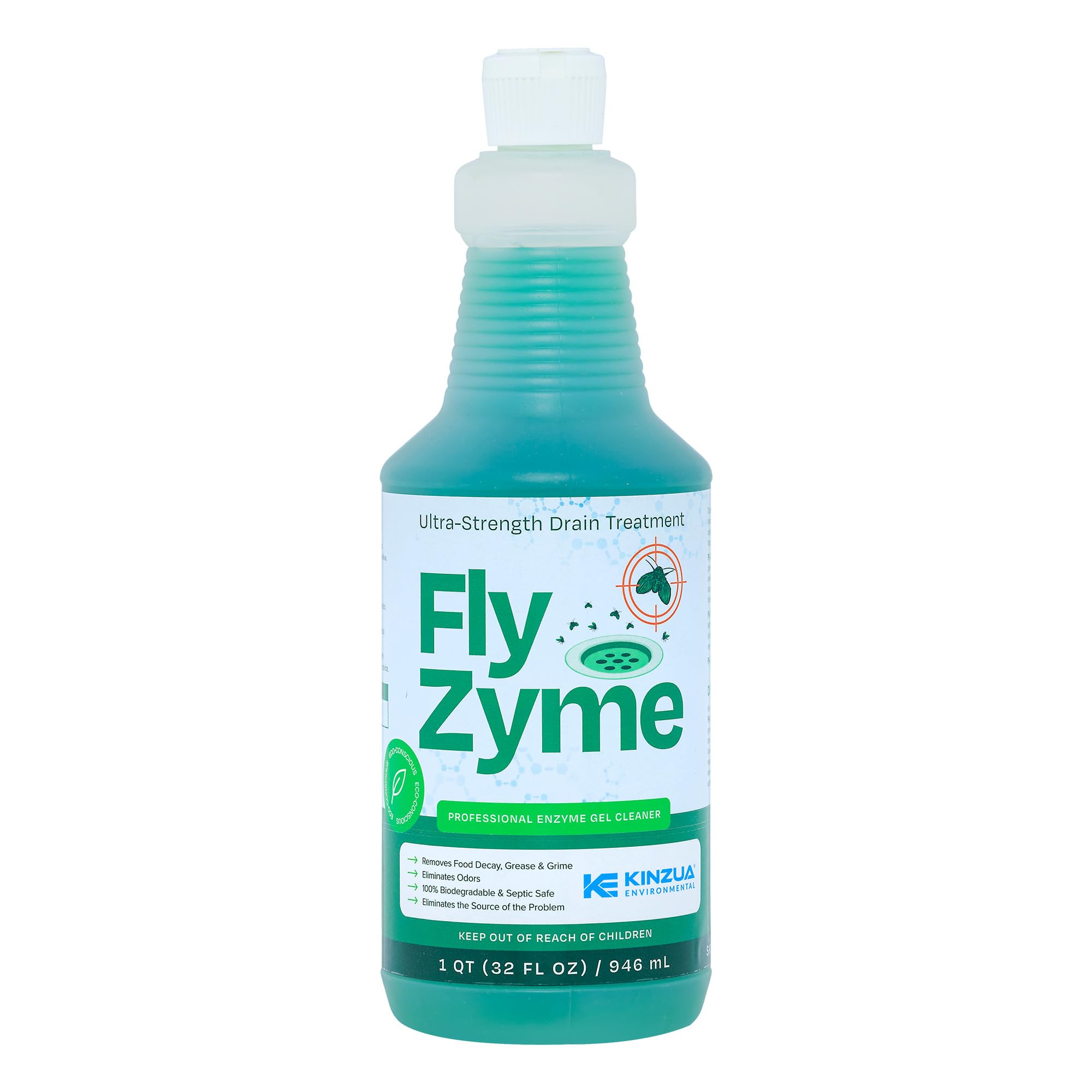 Fly-Zyme Enzyme Drain Cleaner Gel for Pipes, Fruit Flies & Odors, 32 fl oz