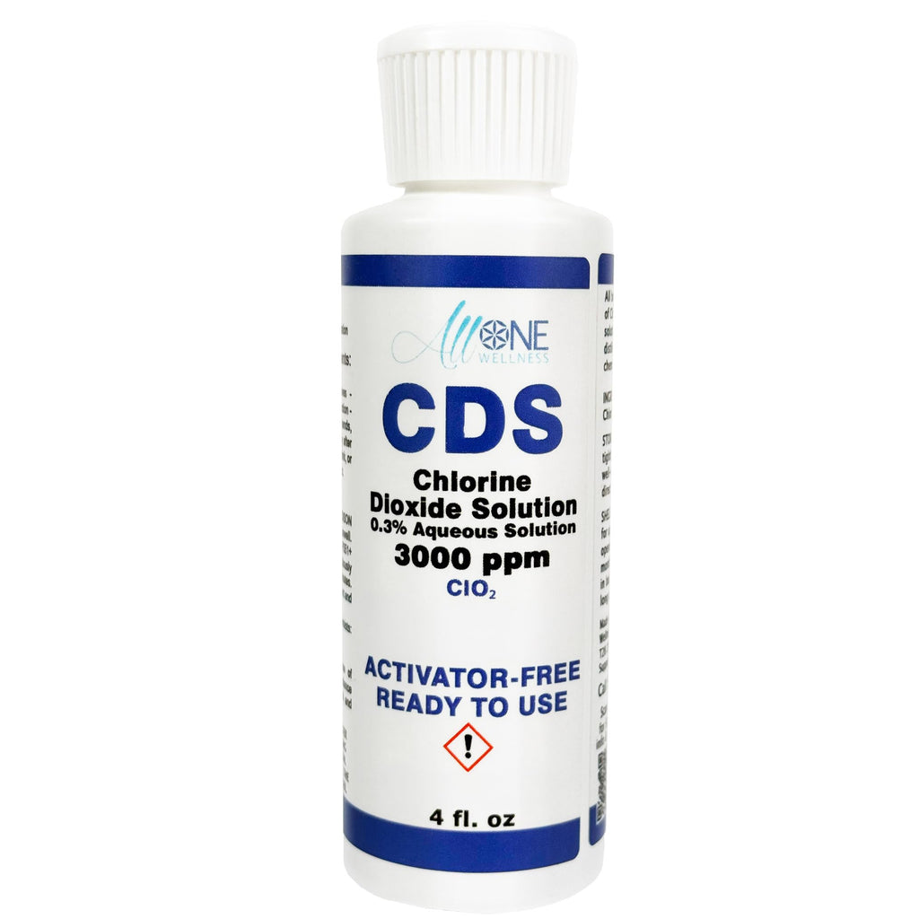 Pure Chlorine Dioxide Solution 3000 PPM - CDS 3000 PPM 4.2 oz Plastic Bottle CDS Solution Made in USA | Allone Wellness