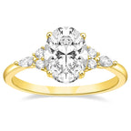 TIGRADE 3CT Engagement Ring Oval Cut Cubic Zirconia Marquise Round CZ Eternity Wedding Band for Women Size 3-12, Gold, Size 5