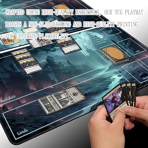 MTG Playmat Size 24x14in Free Storage Bags Non-Slip Backing, Ideal for Card Game Enthusiasts TCG Playmat (Old Castle-Deck)