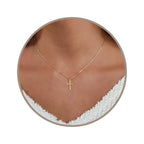 Annika Bella Gold Cross Necklace, 16-18 Inches Gold Chain, Womens Small Simple Cross Pendant Necklaces, Faith Gift for Her, Christian Jewelry (Gold)