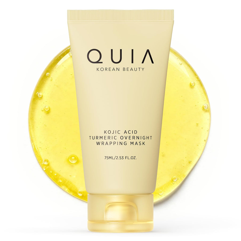 QUIA Turmeric + Kojic Acid Overnight Wrapping Mask – Hydration Mask for Glowing Skin – Evens Tone, Soothes Redness and Improves Skin Texture – Korean Skincare 75ML