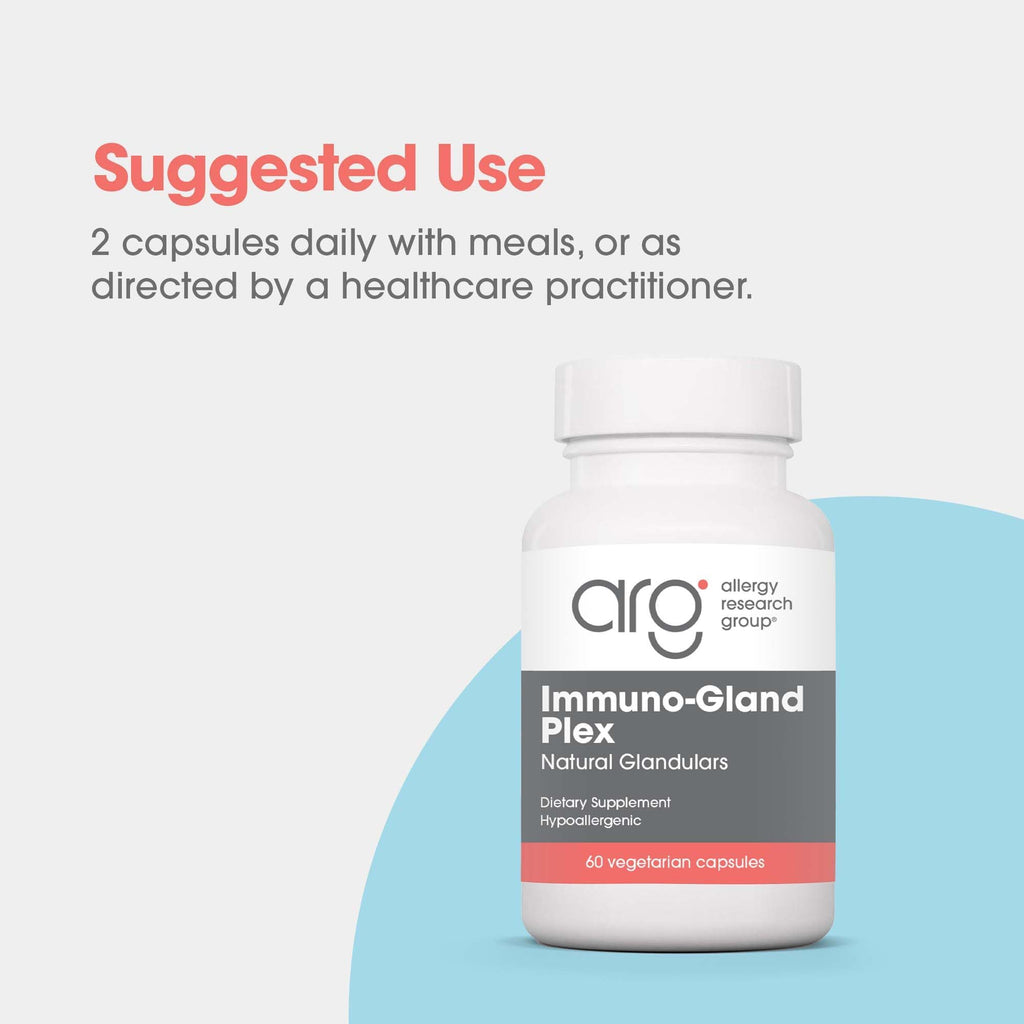 Allergy Research Group ARG Immuno-Gland Plex - Multi-Organ Glandular Blend - Immune Health & Vitality Support - Freeze-Dried Vegetarian Capsules - Hypoallergenic Formula - 60 Servings - 60 Capsules