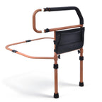 Sangohe Bed Rail for Elderly, Bed Assist Grab Bar Handle with Storage Pocket, Safety Bed Rails for Elderly Adults Getting in & Out of Bed at Home and Dorm, Reddish Brown, 504A02
