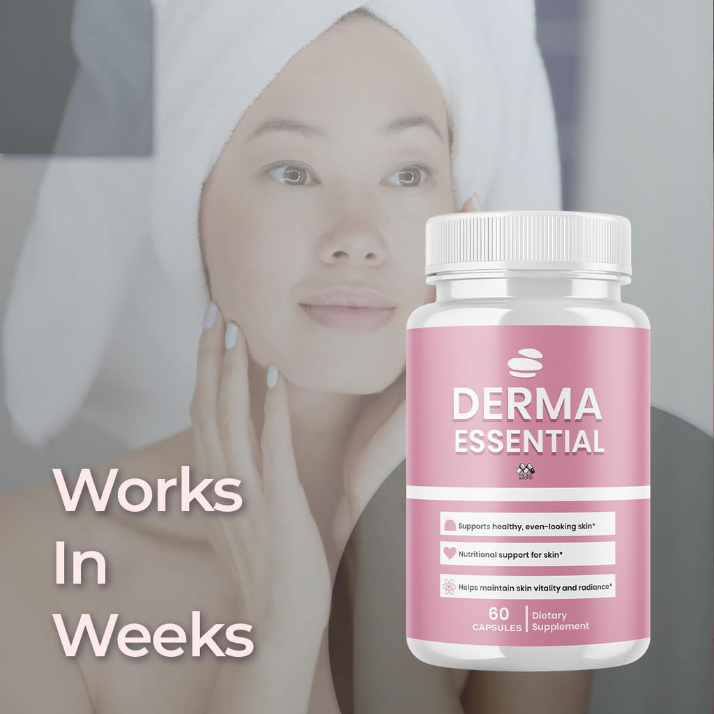 Derma Essential Capsules, Official Derma Essential Capsules with All Natural Ingredients, Advanced Formula Probiotic Skin and Health Support, Max Strength Supplement for Overall Wellness (60 Capsules)