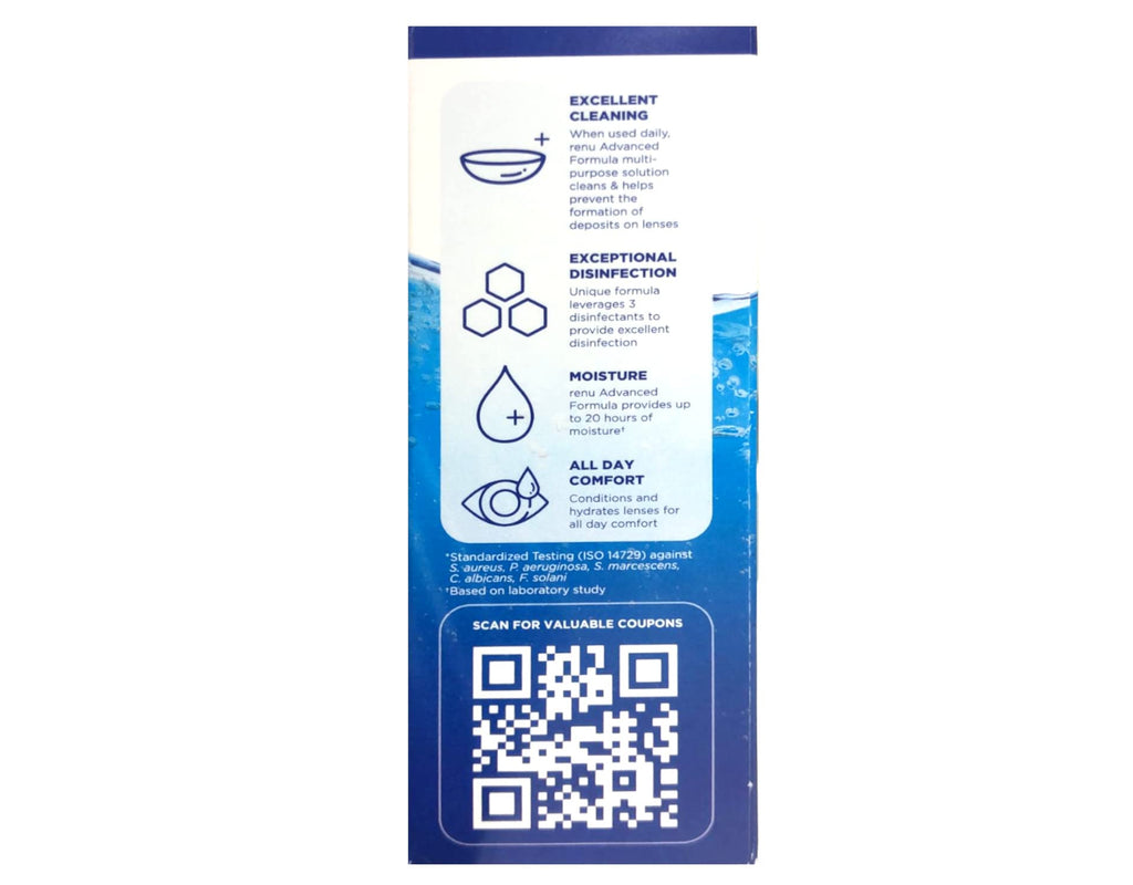 Renu Advanced Formula Multi-Purpose Solution, Triple Disinfectants, Travel Size, 2 fl oz (Pack of 6)