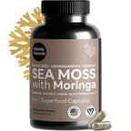 Sea Moss Capsules – Irish Sea Moss with Black Seed Oil, Ashwagandha, Moringa, Ginseng & Ginger for Energy, Vitality & Wellness – Seamoss Nutritional Supplement – Made in USA – 60 Capsules