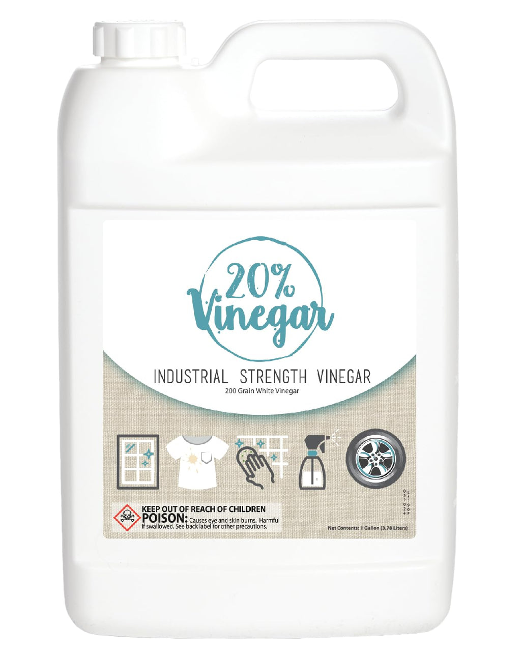 20% Professional Grade Concentrated Vinegar | Dilutes to 4 Gallons of Multipurpose Cleaning Vinegar | 4x Power Vinegar | Hundred's of Industrial & Home Uses