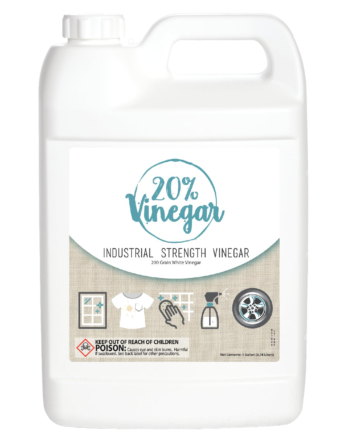 20% Professional Grade Concentrated Vinegar | Dilutes to 4 Gallons of Multipurpose Cleaning Vinegar | 4x Power Vinegar | Hundred's of Industrial & Home Uses